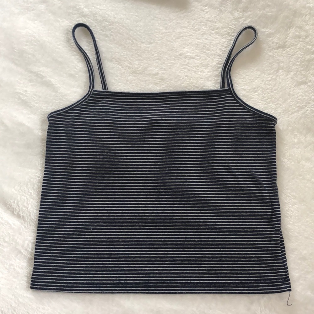 navy blue & white striped tank top